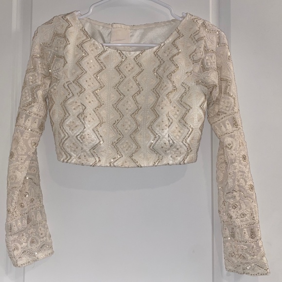Ivory sequin lehenga top - Picture 1 of 2